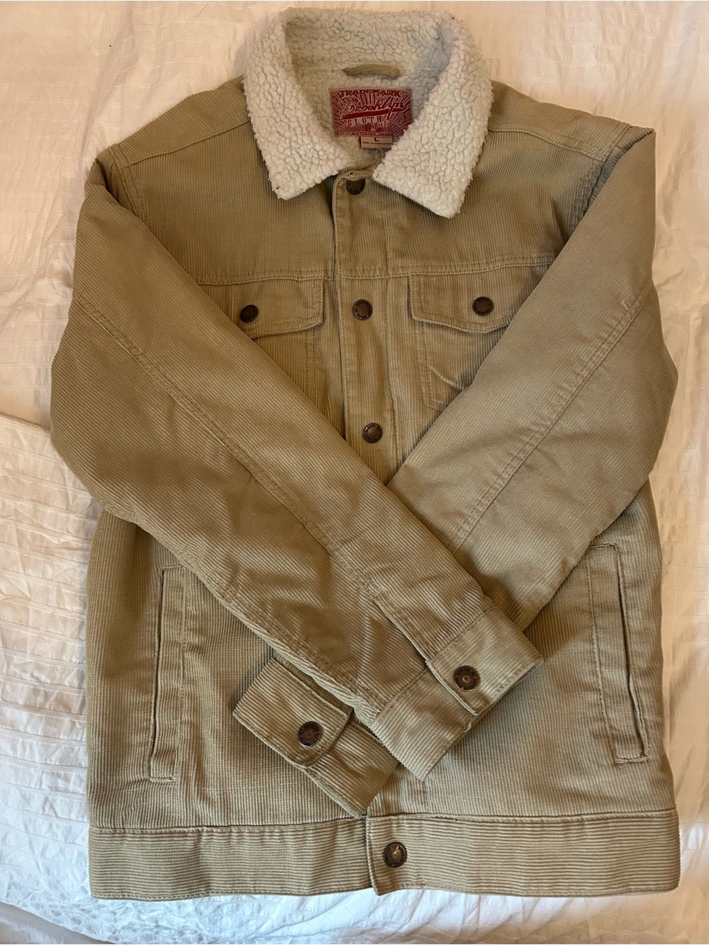 Men's Brooklyn Cloth Corduroy Sherpa Jacket. Tan